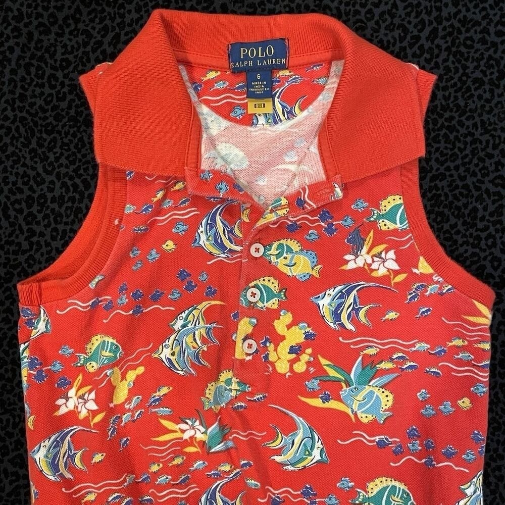Polo Ralph Lauren Girls Romper Size 6 Red Ruffle Jumper Shorts Summer Vacation